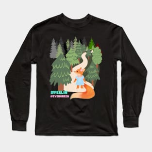 Fox in the Evergreen Forest Long Sleeve T-Shirt